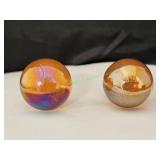 (2) Orange Glass Jumbo Marbles