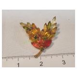 Vtg Wheat Spray Amber Brooch