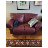 Red Pleather Loveseat, Chair & Ottoman