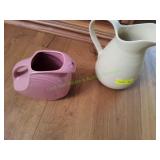 (1)Fiesta Pink Large Disk Pitcher w/White Pitcher