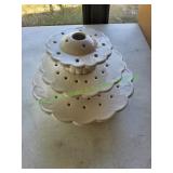 Vtg 3-Tier Tulipiere White Scalloped Edge Vase