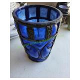 9" Cobalt Blue w/ Metal Vase