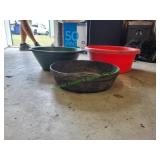 (3) Large Plastic Feed/Water Dishes