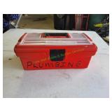 Red Keter Toolbox w/ Plumbing Supplies