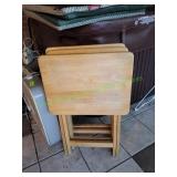 Set of 4 Wood TV Trays w/ Holder
