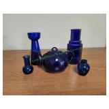 Cobalt Blue Vases w/ Teapot