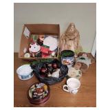 Box of Ornaments, Holiday Mug, Teddy Bear & More