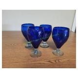 (4) Cobalt Blue Stemmed Water Goblets