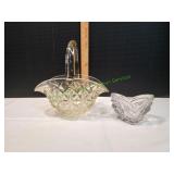 Pressed Clear Glass Basket & Mikasa Candle Holder