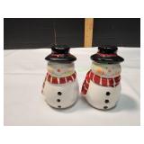 Vtg Black Hat Snowman Salt & Pepper Shakers