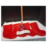 (4) Large Christmas Stockings w/ Santa Hat