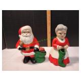 Ceramic Mr. & Mrs. Santa Claus Figurines