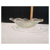 Vtg Jeanette Iris & Herringbone Clear Glass Bowl