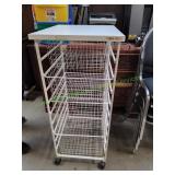 White 4-Drawer Wire Basket Storage Unit on Casters