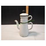 Vtg White Enamel French Drip Coffee Pot