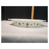 Vtg Pyrex Black Star Atomic Divided Casserole