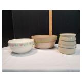 (2) Pottery Bowls w/ Crock