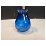 Vtg 5.5" Rolled Lip Cobalt Blue Vase