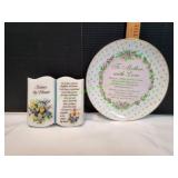 Ceramic Sisters by Heart Plaque w/ Mother Plate