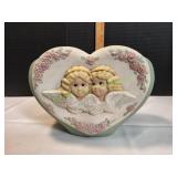 Ceramic Victorian Angels Heart Planter