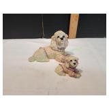 Vtg Handpainted Resin Poodle Figurines