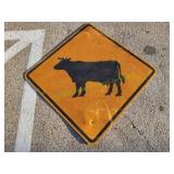 Cow Crossing Metal Sign