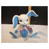 Vtg Quilted Ceramic Painted Bunny Figurine