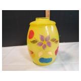 Vtg Barlett Collins Yellow Glass Cookie Jar