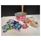 Pink Tin w/ McDonalds Toys