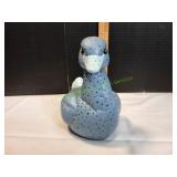 Vtg Blue Speckled Chalkware Duck Statue