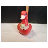 Vtg Red Speckled Chalkware Duck Statue