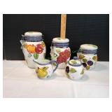 Oneida Hand Painted Vintage Fruit Canister Set