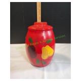 Vtg Barlett Collins Red Glass Cookie Jar