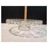 Vtg Glass Cake Platter / Chip Dip Platter