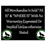 All Items Sold "As Is" & "Where Is"