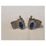 Vtg Swank Silver-Tone Mesh Cuff Links