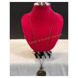 Vtg Deer Motif Quartz Pocket Watch on Chain