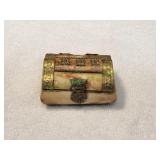 Vtg Bone/Brass Trinket Box