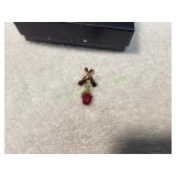 Dark Red Gemstone Earrings w/ Red Gemstone