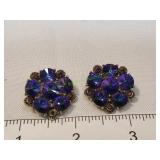 Vtg Purple Stone Clip-On Earrings