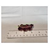 Vtg Red/Pink Stones Chaton Leaf Brooch