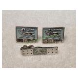 Vtg Swank Lion Cufflink w/ Tie Clip Set