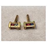 Vtg Gold-Tone Dice Cage Cufflinks