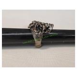 Vtg Biker Skull Ring, Sz 7