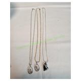 (2) Silver-Tone Prayer & (1) Heart Necklaces