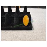 Amber Colored Stone Sterling Silver Ring, Sz 8.5