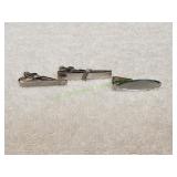 (3) Vtg Silver-Tone Tie Clips