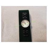 Black Quartz Wristwatch w/ Stone Set Dial