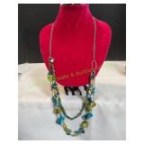 Multi-Strand Blue & Green Boho Necklace