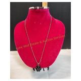 Talbots Black Floral Pendant Necklace